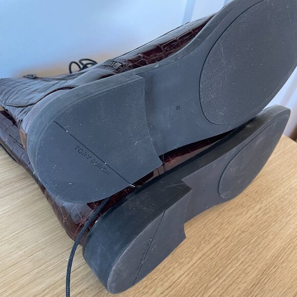 Tory Burch Crocodile effect leather combat boots Size 10 - Picture 9 of 9